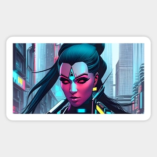 Cyberpunk Hotties (26) - Beautiful Sci fi Women Sticker